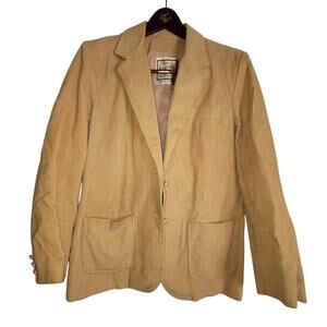 VINTAGE Long Street women's Brown Corduroy coat Jacket Pockets 2 Button Blazer